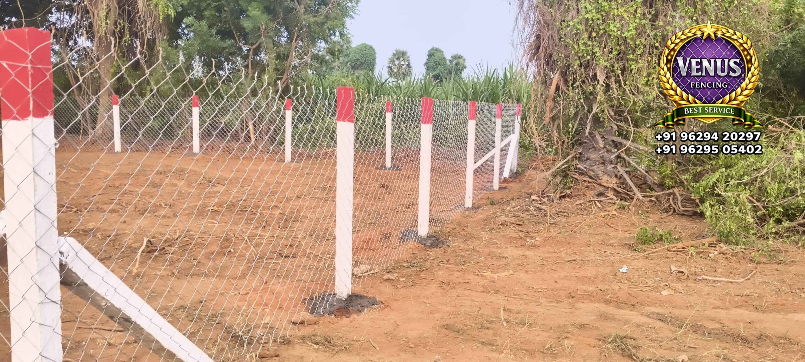 Chain Link Fencing with Cement Post