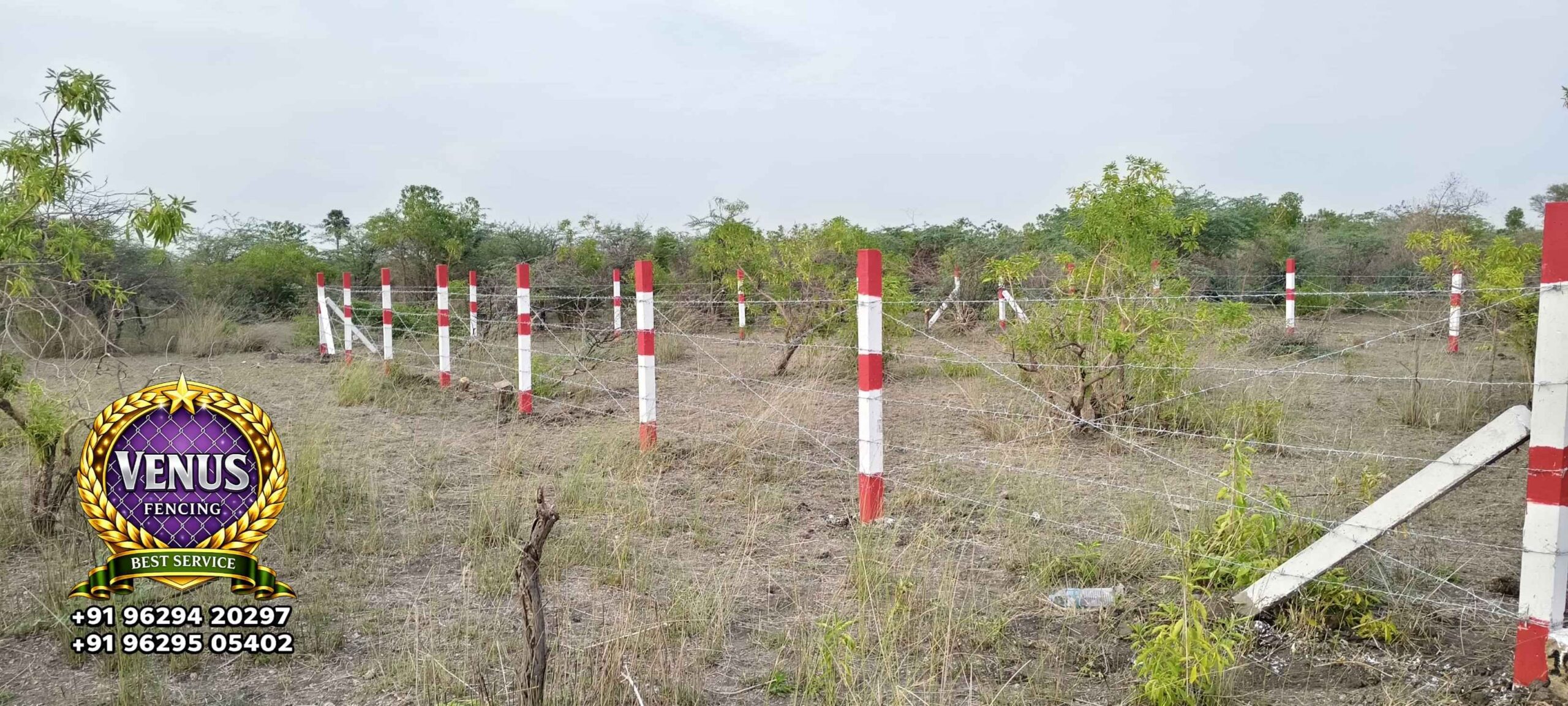Barbed Wire Fencing with Cement Post