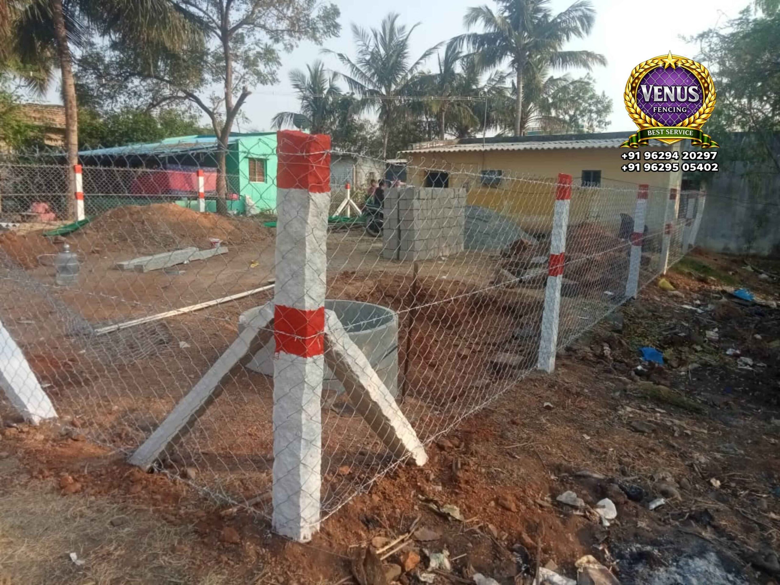 Chain Link Fencing With Stone Post